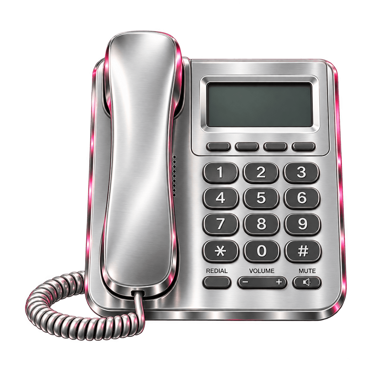 Telefone Fintalk prateado com detalhes rosa